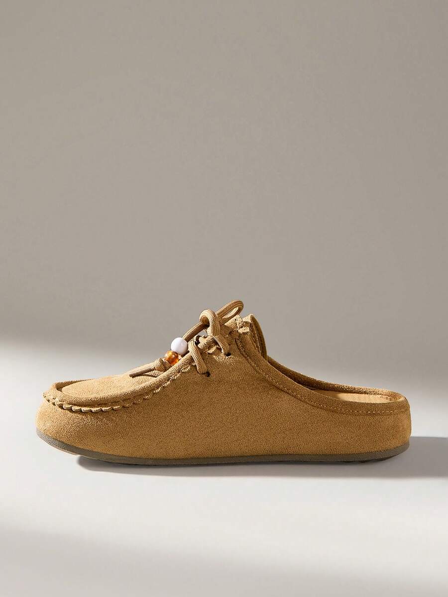 Solecia 女士系带休闲平底鞋，百搭时尚 - 棕色 - 查看 1