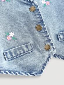 SHEIN Bộ đồ HEIN 2 món cho bé gái gồm áo yếm và quần cạp chun, đồ mặc nhà phong cách boho thường ngày, đồ tốt nghiệp/dự tiệc/kỳ nghỉ, đồ mặc mùa thu thoải mái và dễ chịu cho bé. - Màu xanh lam - Xem 9