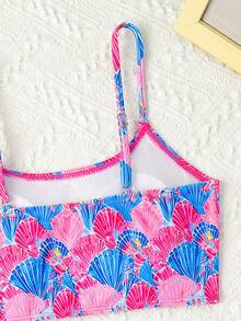 SHEIN Shell & Sequin Girls' Two-Piece Swimsuit | Kids' Separated Bikini Set | Beach Party Sun Protection Swimsuit | Cute & Sweet Style Bikini Girls Two Piece Swimsuit Tween Girl 2 Piece Swim Perfect For: Beach Vacations, Pool Parties, Summer Travel, And Photoshoots. - Pink - View 6