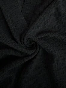 SHEIN LUNE 女士休闲 Polo 领短袖上衣和裤子两件套 - 黑色 - 查看 7