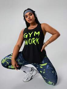 Rhythm Era 字母印花背心和修身长裤加大码运动套装 - 彩色 - 查看 8