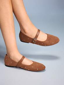 CUCCOO GRLICON Damen Lässig Schnallen Design Flache Loafer, vielseitig für den täglichen Gebrauch - Braun - Übersicht 2