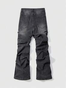 ROMWE MEN Street Life 男士水钻装饰斜插口袋休闲百搭牛仔裤 - 灰色 - 查看 2