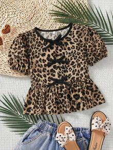 SHEIN LMoss Kids 少女休閒素色圓領短袖套頭上衣 - 彩色 - 查看 6