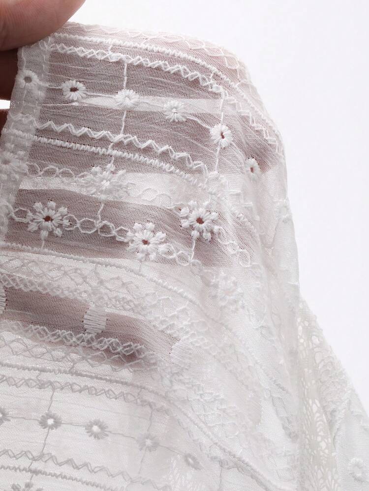 Lace Scalloped Hollow Out Casual Women Shirt