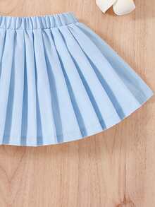 Souflis Souflis 女婴/女童纯色百褶裙，新款时尚舒适户外经典简约设计 - 淺藍色 - 查看 5