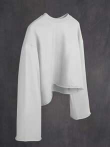 Manfinity Hypemode Áo thun nam dáng ngắn, đơn giản, màu trơn, vai rớt, vạt xắn, thích hợp mặc hàng ngày đi làm, mùa xuân/thu. - trắng - Xem 1