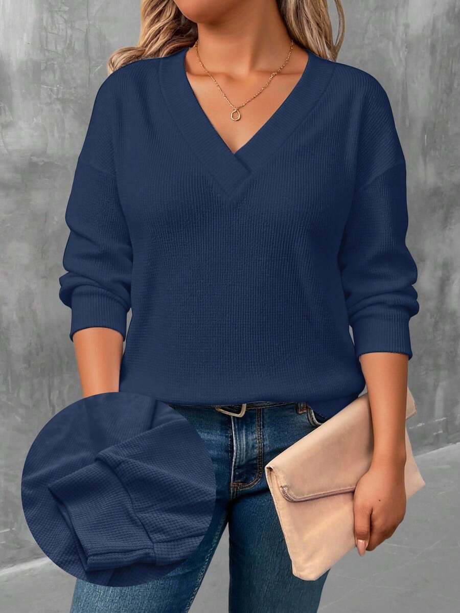 EMERY ROSE T-shirt à manches longues imprimé bleu marine grande taille pour femmes - Multicolore - Voir 1