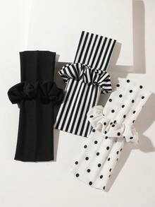 ROMWE Anime 6 piezas Nuevo conjunto de diademas y bandas para el cabello a rayas en blanco y negro con lunares, combinación básica simple, accesorios para el cabello adecuados para el uso diario y deportes de ocio de las mujeres - Multicolor - Ver 4