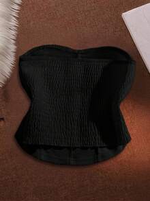 GlowEve CURVE Plus Size Solid Color Off-Shoulder Cropped Casual Versatile Women Top Sexy - Black - View 2