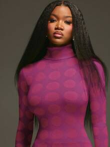 NYA SZN Đầm dài tay ôm sát cổ cao xẻ tà dáng midi, thích hợp mặc hàng ngày, công sở, đi học, dự tiệc, câu lạc bộ, sự kiện Ibiza, Halloween, lễ hội. Màu xanh lá cây, chất liệu dệt kim, thích hợp cho trang phục mùa thu đông dành cho nữ. - Màu Hồng Tươi - Xem 5