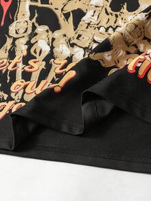 ROMWE MEN Street Life Camiseta de tirantes holgada con estampado de letras y calavera para hombre - Negro - Ver 4