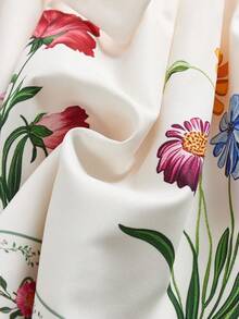 LMoss Kids Baby Girl Woven Floral Pattern Round Neck Ruffle Hem Casual Dress - Multicolor - View 4