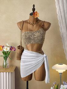 Swim Vcay Women's Hollow-Out One-Piece Swimsuit, Suitable For Beach Vacation - Brown - View 9