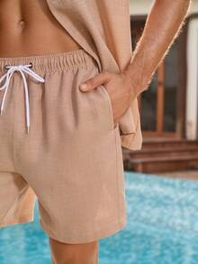 Manfinity Swimmode Manfinity Men's Shirt And Shorts Beach Set Men Beach Wear Sets Men Vacation Outfit Men Resort Wear Men's Solid Color Front Button Short Sleeve Top And Shorts Beach Outfit Men's  Shirt And Shorts Beach Set Men Beach Wear Sets Men Vacation Outfit Men Resort Wear It Is Great For Couples And Makes An Excellent Gift Idea For Boyfriends Or Husbands Vacation Two Piece Set Men Men Pool Outfit Mens Nude Outfit