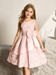 Fashionable Girls' Party Dress, Birthday Celebration Children's Dress, Hostess Dress With High-End Fluffy Princess Style - Pink - View 1