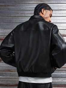 AXEPEAK Men's Hip-Hop Embroidered Zip-Up Jacket - Black - View 3