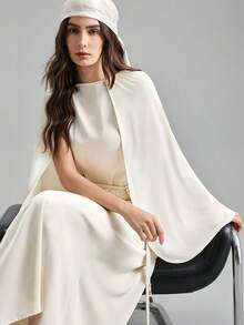 Ontre Đầm maxi dáng dài có mũ, thắt lưng màu be, mẫu mới mùa xuân sớm 2026, phù hợp cho các bữa tiệc thành thị hiện đại, mùa tựu trường, trang phục thường ngày tối giản phong cách thành thị, phong cách Bohemian, kỳ nghỉ, lễ hội, mùa xuân, trang phục lễ hội ngày Valentine, tiệc bãi biển thanh lịch. - Màu be - Xem 1