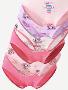 SHEIN 5条/套 女孩可爱兔子图案纯棉三角裤，颜色随机 - 彩色 - 查看 7