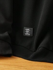 Manfinity BRENVOR Men Letter Graphic Patched Detail Fashion Long Sleeve Going Out Sweatshirt, For Fall, Winter - Black - View 5