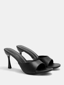 CUCCOO CURVES Ciabatte nere classiche da donna con vestibilità ampia, sandali comodi con tacco basso adatti per pendolarismo, appuntamenti, riunioni, vacanze, feste e varie occasioni - Notte tranquilla nera - Visualizzare 7