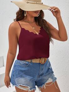 SHEIN Frenchy Áo camisole mùa hè dành cho nữ cỡ lớn, viền ren - Màu tím - Xem 7