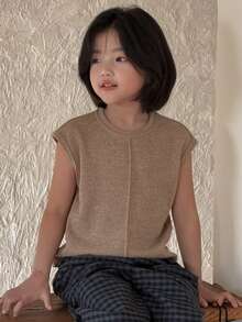 DAZY Girls Knitted Crew Neck Short Sleeve Casual T-Shirt - Khaki - View 7