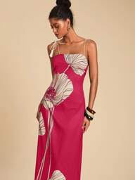 Travachic Vestido Casual de Moda Feminino com Estampa Floral e Alça Fina com Impressão de Letra