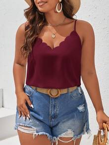 SHEIN Frenchy Áo camisole mùa hè dành cho nữ cỡ lớn, viền ren - Màu tím - Xem 1
