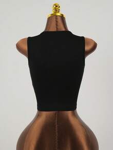 SaltGleam SaltGleam Women's Fashion Personalized Minimalist Sleeveless Hollow-Out Top - Black - View 2