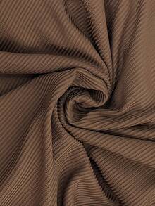 Firerie Áo thun nữ thời trang màu trơn dệt kim gân phối lưới cổ tròn - Cà phê nâu - Xem 7