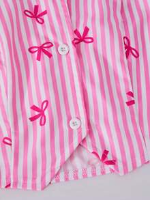 Sparklyn Bộ 2 món gồm áo ba lỗ kẻ sọc và quần ống rộng kẻ sọc dành cho bé gái và thiếu nữ, trang phục thường ngày đi làm, mùa hè. - Hồng - Xem 6