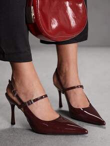 CUCCOO SZL Sexy Fashion Pointed Toe Women's Stiletto High Heel Backless Sandals, Suitable For Party, Nightclub - Burgundy - View 3