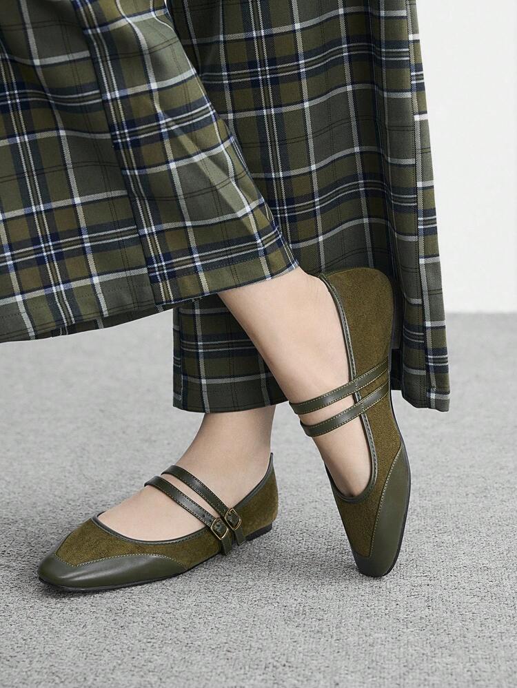 CUCCOO BIZCHIC Black Simple Square Toe Flat Shoes, Elegant, Versatile, Casual, Comfortable, Slip-On, Suitable For Workplace, Commute, Dates, Formal Occasions For Christmas Spring Shoes