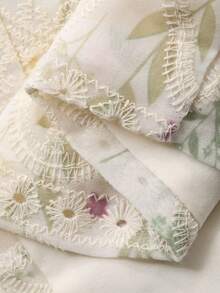 DAZY Bộ 2 chiếc váy maxi nữ thanh lịch, viền ren hoa, thắt eo, phong cách boho, thích hợp cho kỳ nghỉ. - Màu be - Xem 3