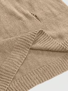 ROMWE Grunge Punk 女士时尚街头风连帽破洞针织上衣，夏季 - 卡其色 - 查看 3