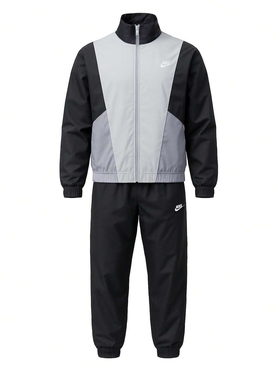 Nike Club Men's Woven Tracksuit Black - Black and White - View 1