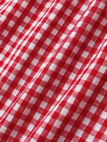 SHEIN Teen Girls Sets Summer Outfits Blue Tie Front Cami Top & Shorts Casual Summer Sets - Red and White - View 8