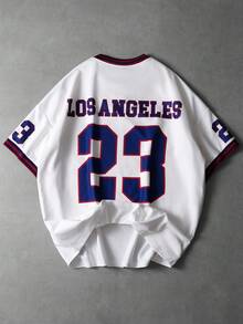 Áo thun nam cổ chữ V tay ngắn in họa tiết tối giản, PAVTROS, Y2K, Mardi Gras, Thời trang đường phố, Cổ điển, Kỳ nghỉ, Tôi yêu bạn trai của tôi, Ngày Valentine - trắng - Xem 2