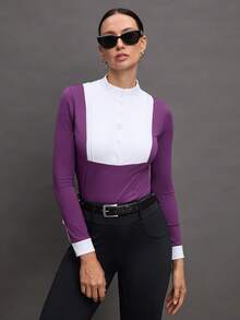 Activina Pakaian Berkuda Wanita Lengan Panjang Minimalis dengan Warna Kontras, untuk Sehari-hari - Purple - View 1