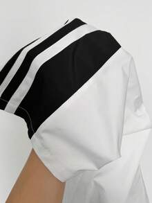 SHEIN Tall 女款秋冬/夏季演唱會電音街頭風復古返校白色寬腿黑白長褲，適合高個女性 - 白色 - 查看 12