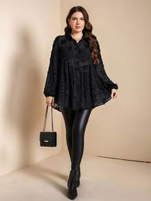 Comfylo Áo sơ mi nữ cỡ lớn chất liệu chiffon cắt laser, hơi xuyên thấu, có tua rua lông vũ, kiểu dáng rộng rãi, thích hợp cho các bữa tiệc và hoạt động ngoài trời như Lễ Tạ ơn, Năm mới, Tiệc tùng, Giáng sinh, Sinh nhật, Đêm giao thừa, Đi chơi, Kỳ nghỉ, Tiệc tùng, Áo đen, Kỳ nghỉ xuân, Ngày lễ tình nhân, Quà tặng cho nữ. - màu đen - Xem 4