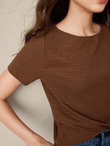 BizChic 女士纯色不规则领镂空金属装饰修身长袖休闲办公上衣、商务休闲上衣、派对装、优雅夏季衬衫