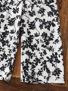 SHEIN 少女碎花无袖休闲连体裤 - 黑與白 - 查看 6