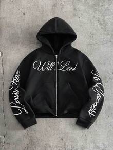 AXEPEAK 男士休闲字母图案连帽卫衣