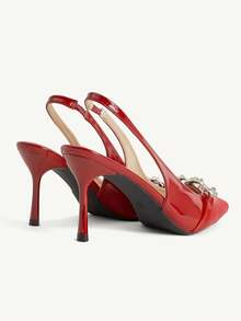 CUCCOO CHICEST Women's Pointed Toe Rhinestone Decor Everyday Versatile Fashion High Heels Valentine's Day - Red - View 11