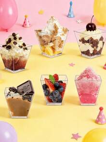 Ly tráng miệng, đĩa nhỏ trong suốt, ly mousse có nắp và không nắp dùng cho bánh Tiramisu, thích hợp cho bánh pudding, mousse, đồ ăn nhẹ, đồ dùng tiệc tùng, thực phẩm. - Màu trong suốt - Xem 2