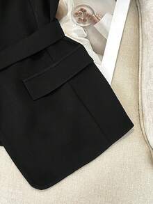 GlowEve CURVE Plus Size Women Elegant Commuter Long Sleeve Colorblock Leopard Print Blazer - Black - View 5