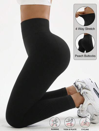 Rhythm Era Plus Size Women Solid Color High Waist Casual Comfortable Breathable Sports Leggings