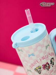 THE POWERPUFF GIRLS X Joivida 24oz Stainless Steel Tumbler Water Bottle/Coffee Cup With Handle And Straw, Leakproof, Insulated (Keeps Drinks Hot Or Cold)